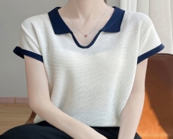 撞色翻領短袖