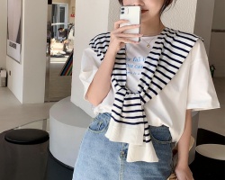 秋冬條紋披肩